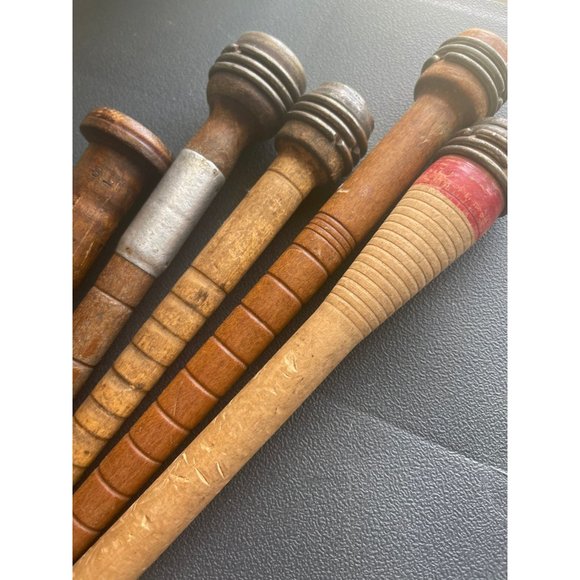 Wood Weaving Bobbins, Quills, Pirns, Spinning, Looms, Textile Mills, Set of 5 - Picture 2 of 2
